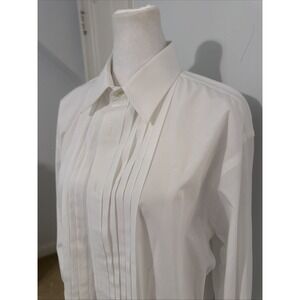 JOS A BANK pleated Tuxedo White French Cuff Classic Formal Dress Shirt 15.5 33